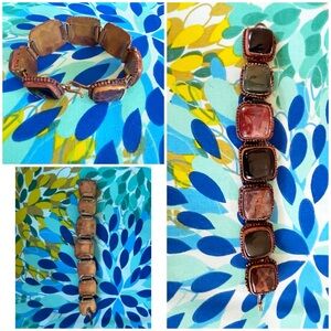 Heavy Brass Multi-Color Stone Bracelet